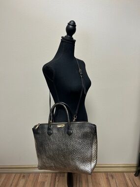 Burberry Metallic Textured Tote in Black and Silver